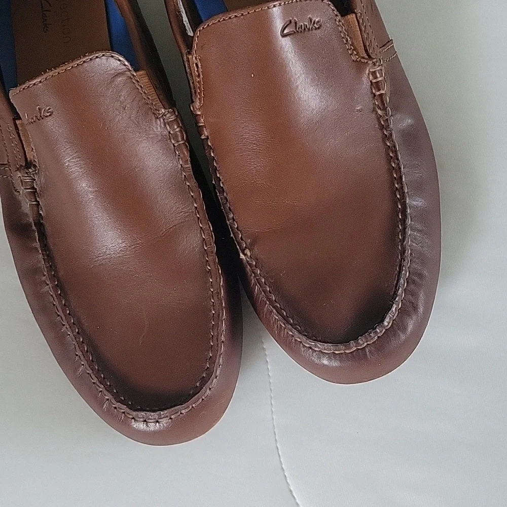 CLARKS MARKMAN PLAIN LOAFERS  11 DARK TAN - Picture 9 of 12